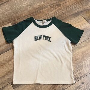 Kids New York Raglan Tee - Cream and Green